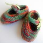 Childs Slippers, Knitted And Felted In Pure Wool