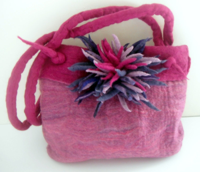 Purple Felted Bag, Felted Purse, Wool Felted Bag, Wool Handbag